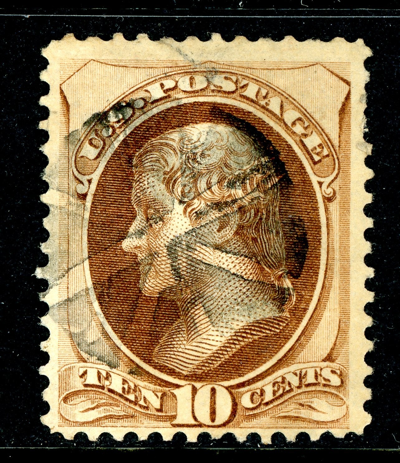 GANDALF - USA 1879 Jefferson 10¢ Brown Scott #188 VFU E521