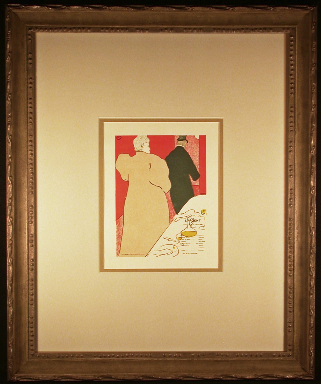 L’Argent Original 1920 Color Lithograph after Toulouse-LAUTREC Framed