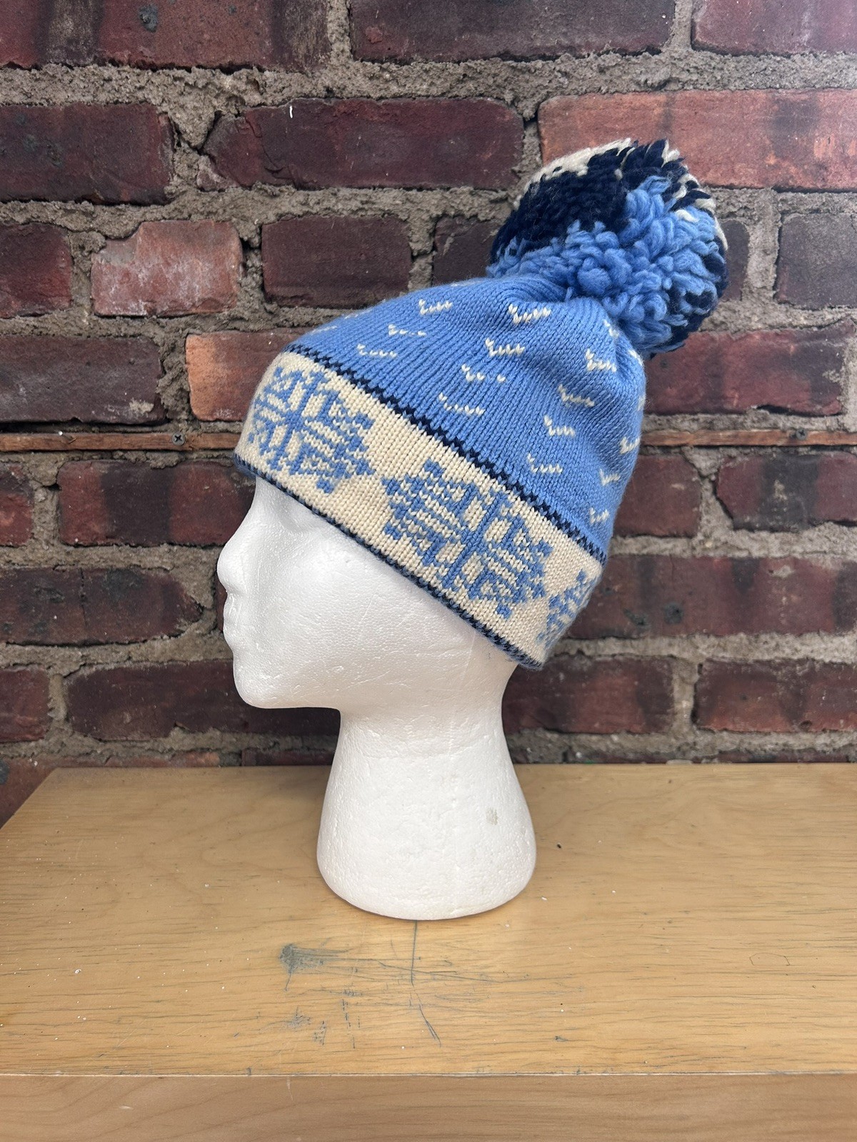 Vintage MURRAY MERKLEY Wool Winter Blue Ski Hat Snow Flake Handmade  Small