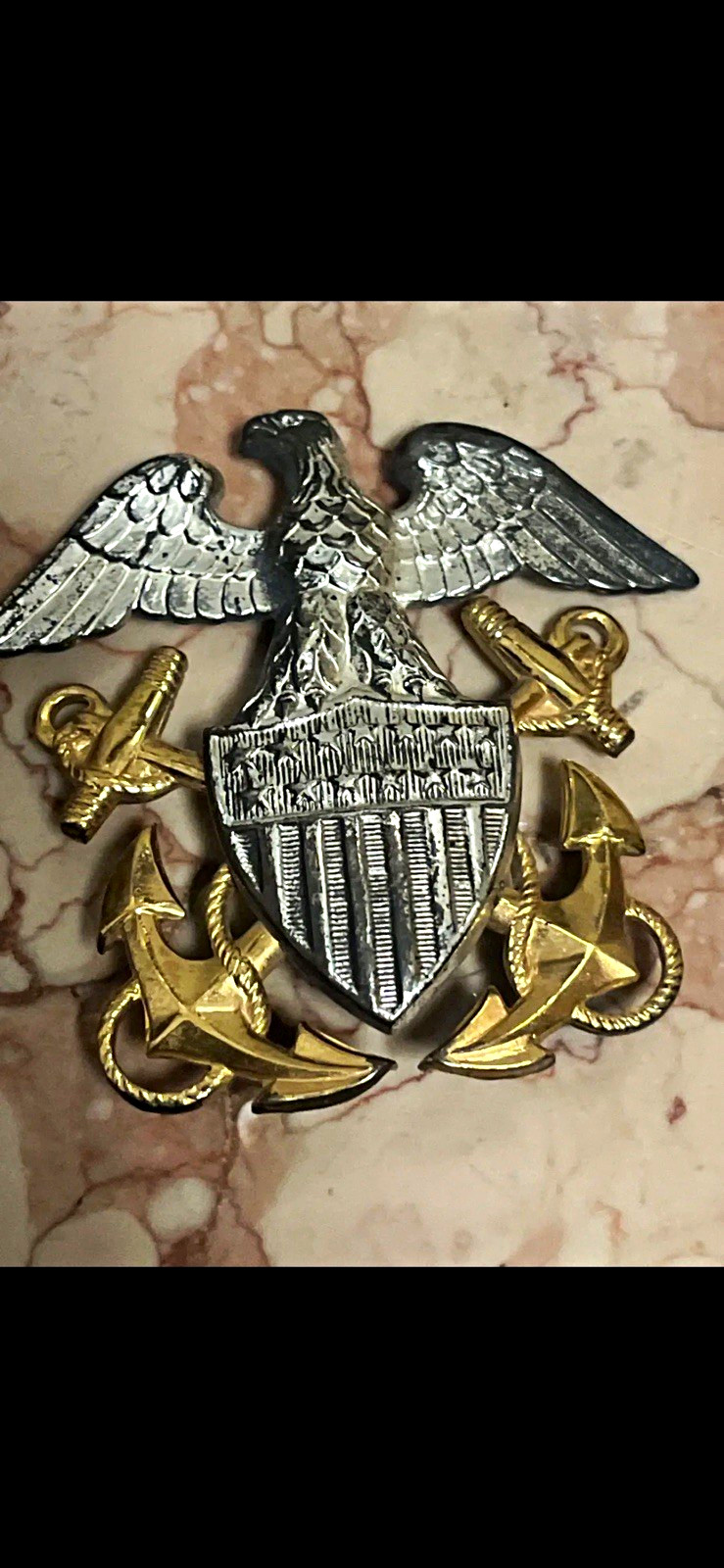 Sterling Silver WW11 era Marine Corps officers badge insignia 1939-1945 Sterling Silver WW11 era Marine Corps officers badge insignia 1939-1945