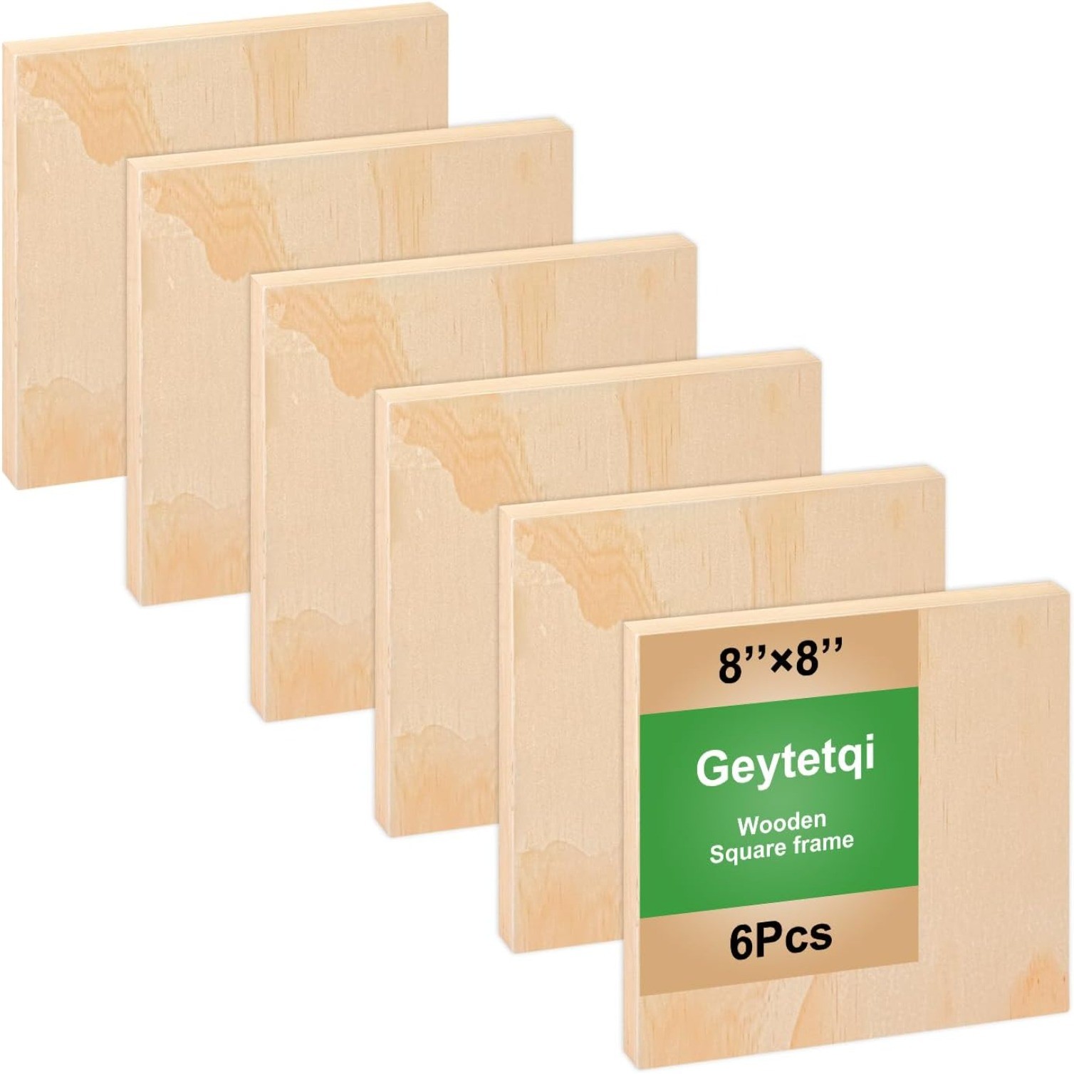 6 Pack 8 x 8\'\' Unfinished Wood Panels, Wooden Panel Boards for Painting, Crafts