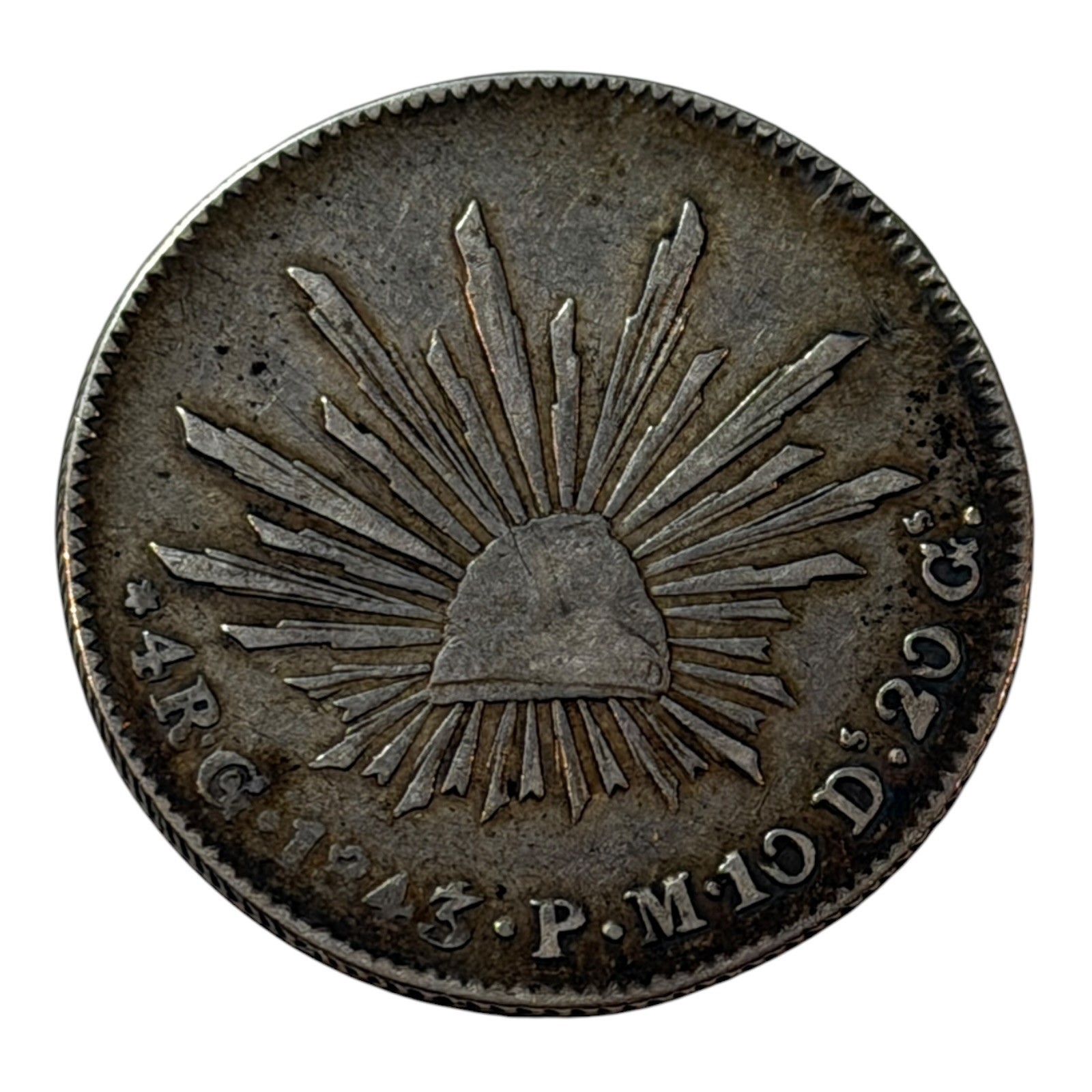 1843/2 Overdate Go Guanajuato Mexico 4 Reales D12