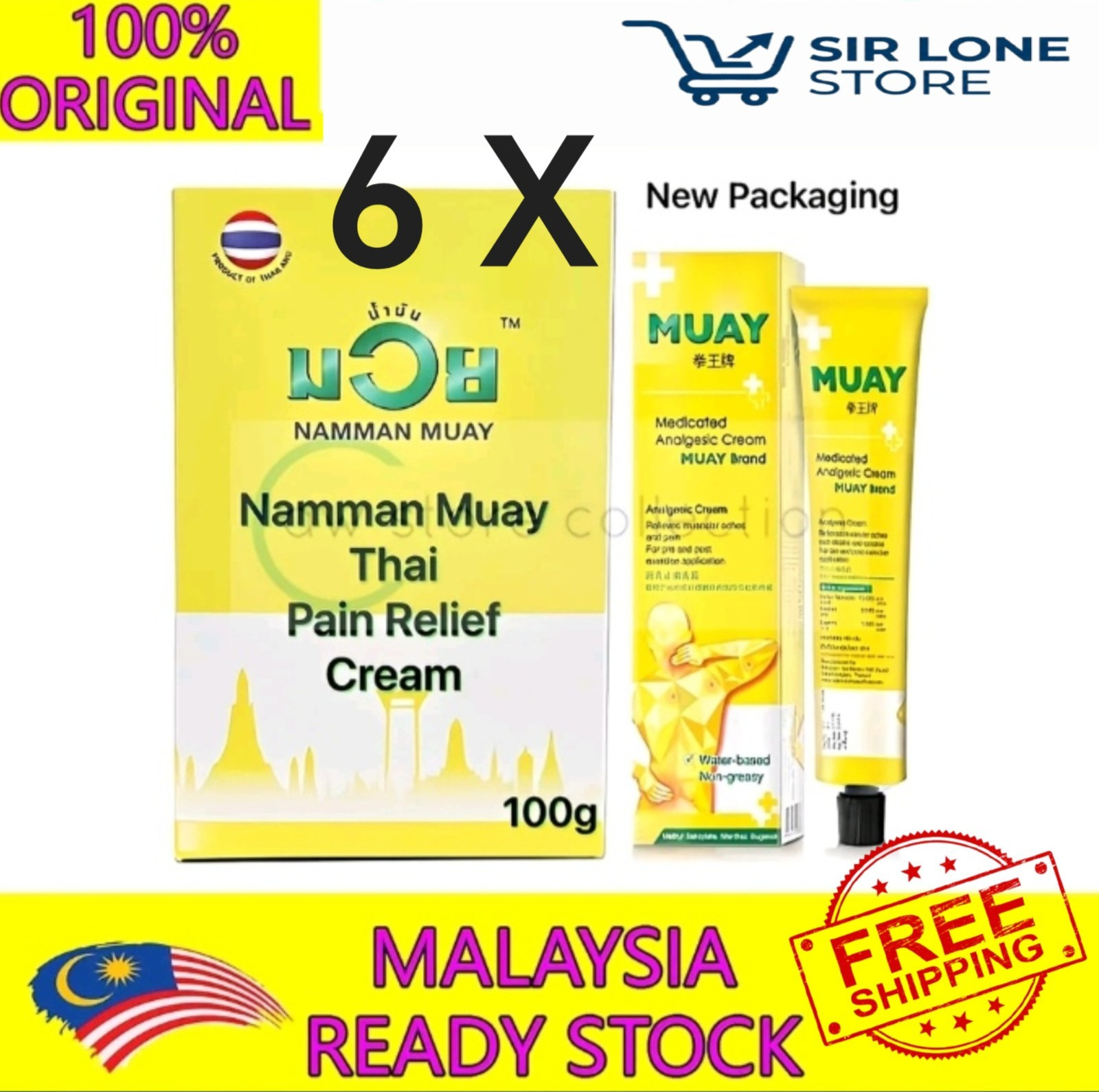 6x Namman Muay Thai Boxing Cream 100g Muscle Relief Warming Massage 