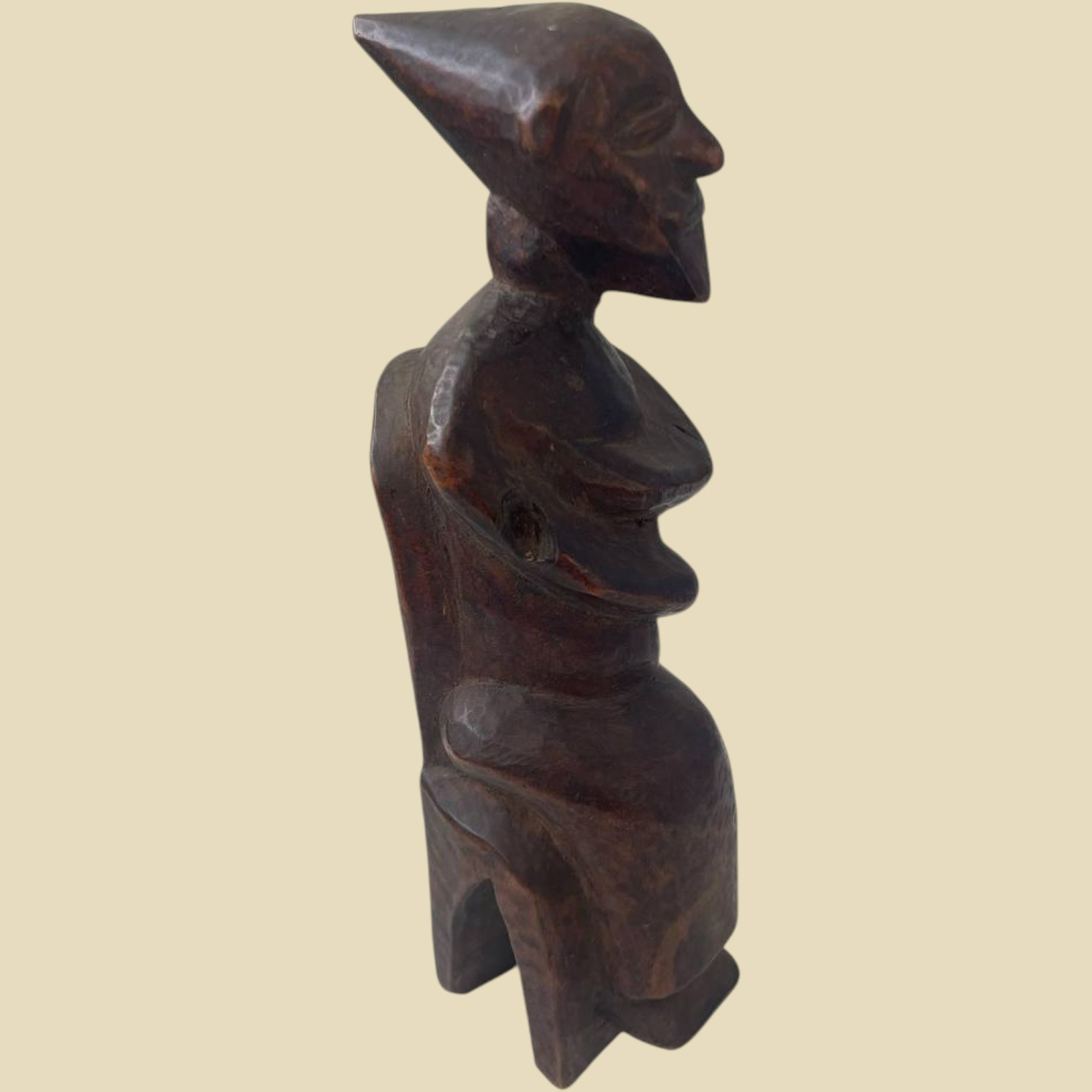 Ethiopian Hand-Carved Wooden Figure Statue African Ethnographic Art 25cm