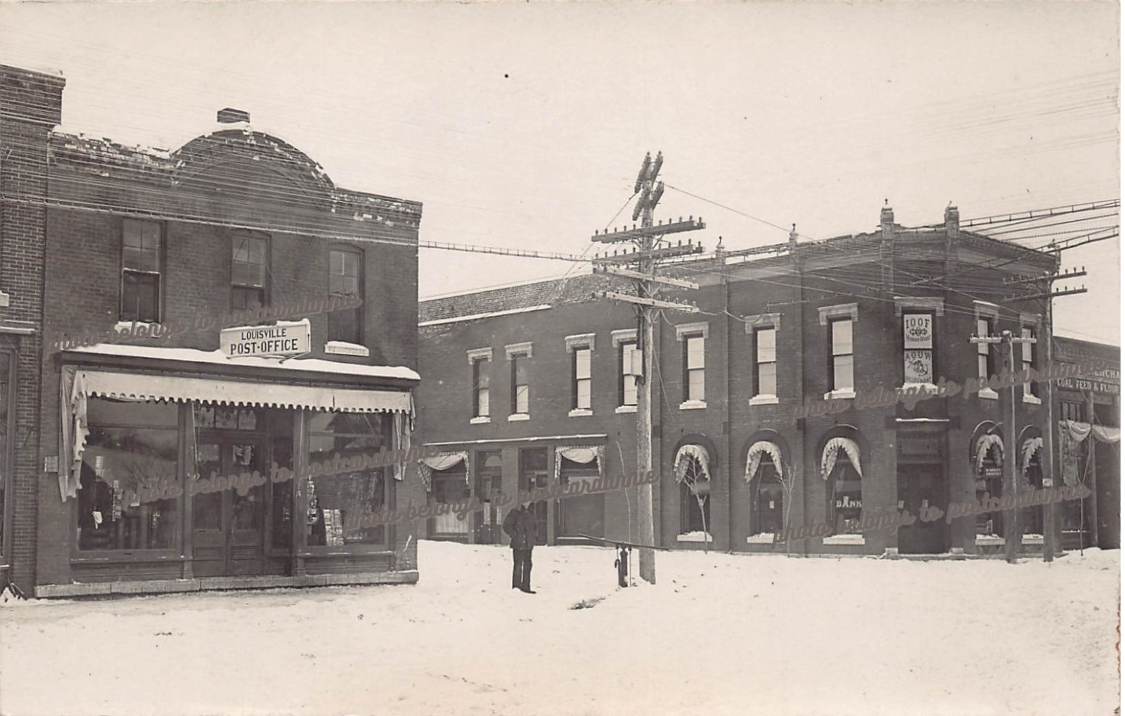 RPPC Louisville NE Nebraska Main Street Post Office IOOF Photo Vtg Postcard C60