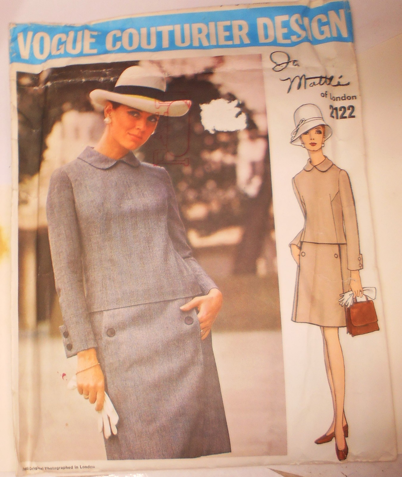 Vtg Vogue Couturier Designer Jo Mattli Pattern #2122 Miss Dress Size 14 & Label Vtg Vogue Couturier Designer Jo Mattli Pattern #2122 Miss Dress Size 14 & Label