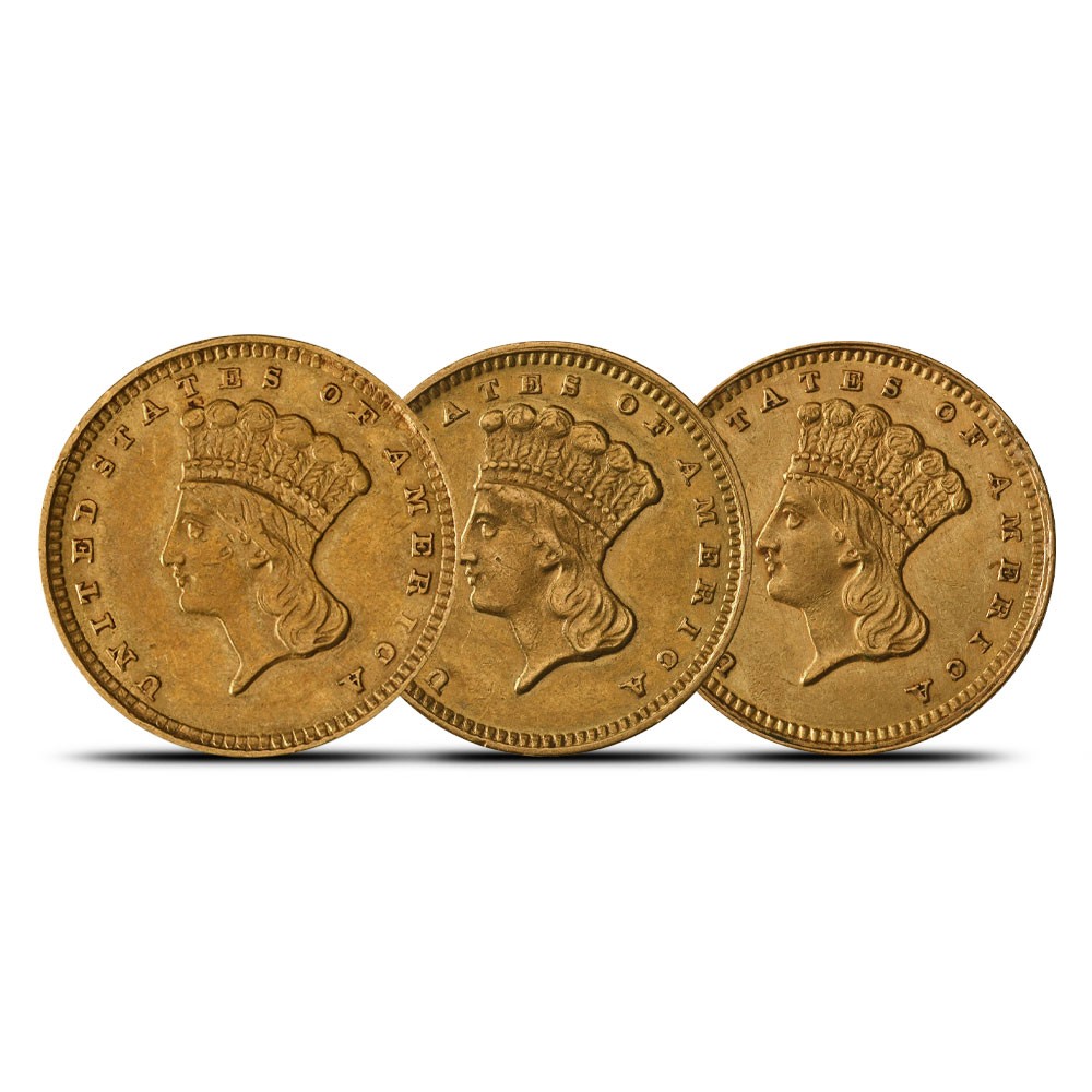 Pre-33 $1 Indian Gold Coin (Type 3, XF)