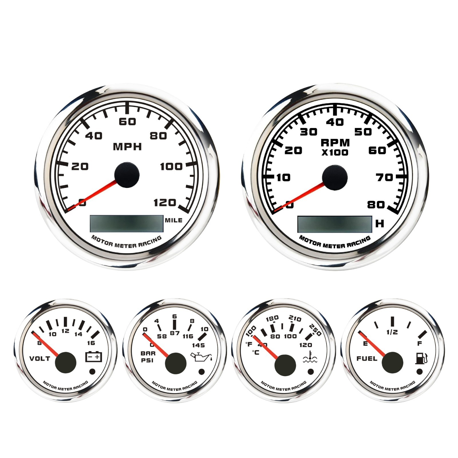 W PRO 6 Gauge Set 85mm GPS Speedometer 120 MPH Waterproof Car Marine Boat Truck