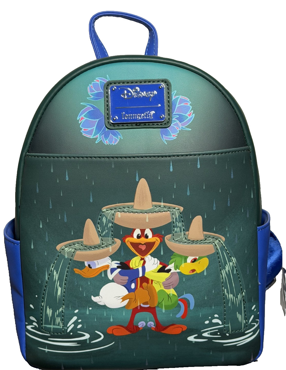 Loungefly Disney Three Tres Caballeros Rain Hat Mini Backpack RARE NWT Donald Loungefly Disney Three Tres Caballeros Rain Hat Mini Backpack RARE NWT Donald