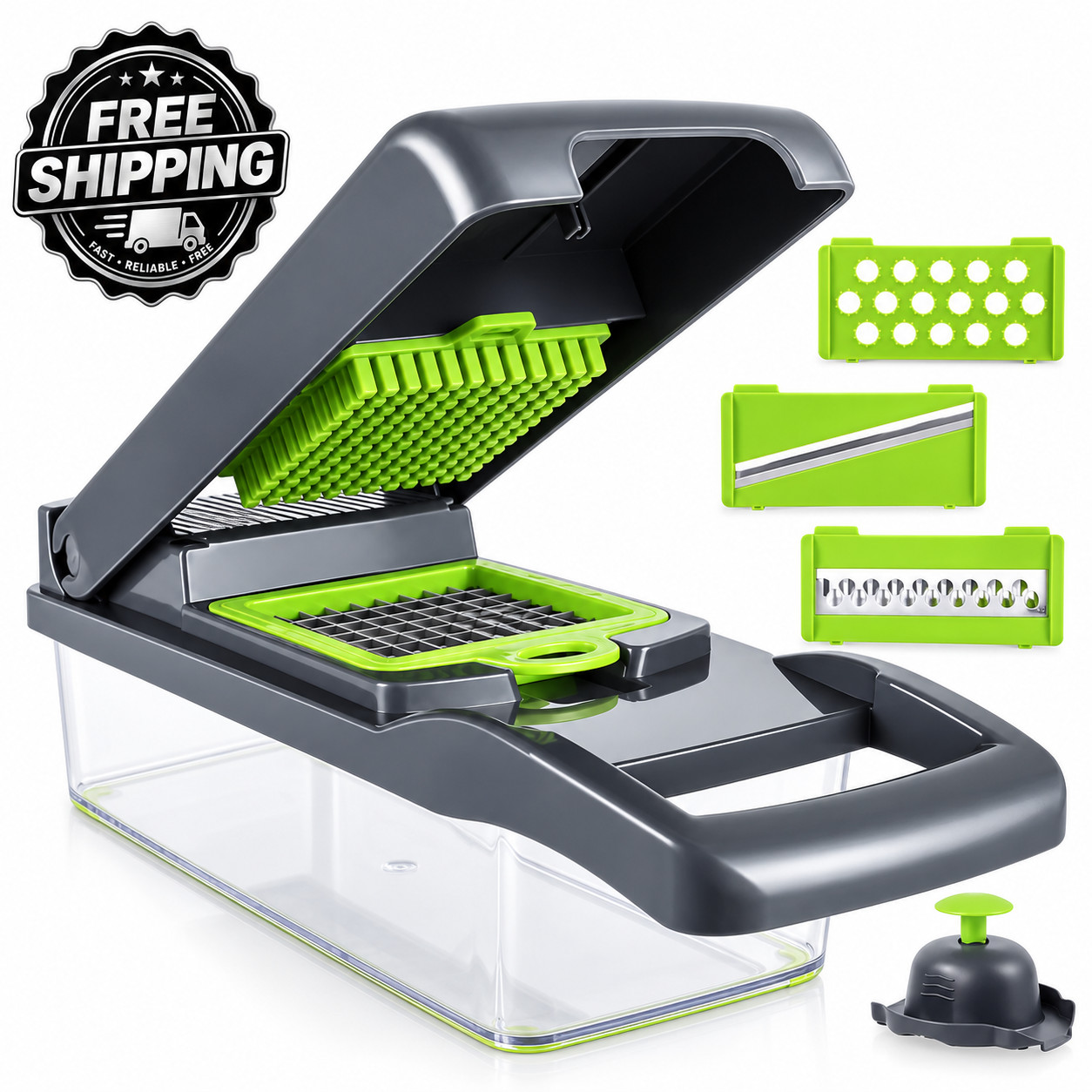 9-in-1 Vegetable Chopper Slicer Dicer Grater Julienne Cutter w/ Container