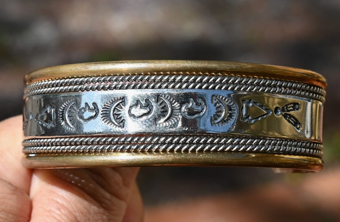 Men's Jerry Cowboy Navajo Cuff 12k Gold Filled Sterling 34g Heavy 7 1/2 inch fit