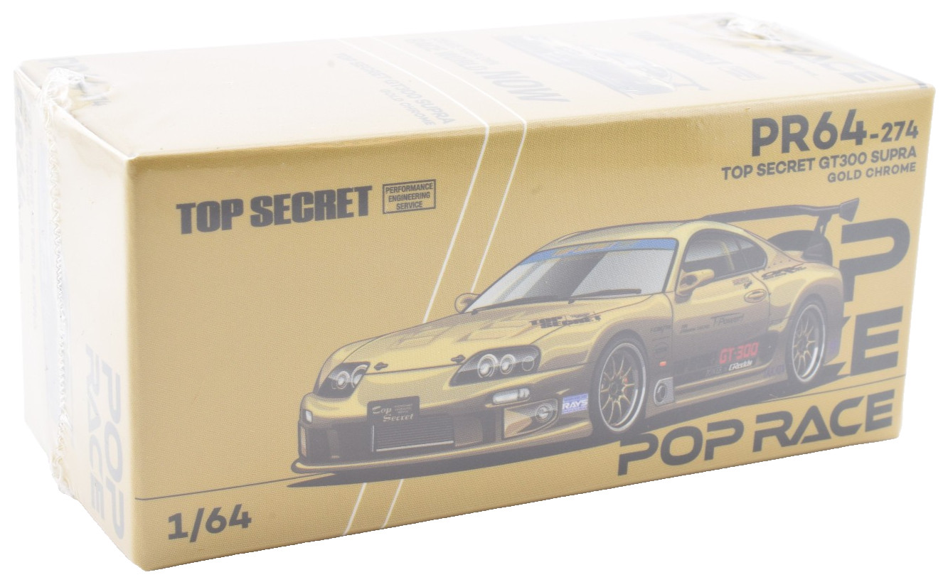 Pop Race Toyota Top Secret GT300 Supra - Gold Chrome 1:64 Diecast Car PR640274 Pop Race Toyota Top Secret GT300 Supra - Gold Chrome 1:64 Diecast Car PR640274