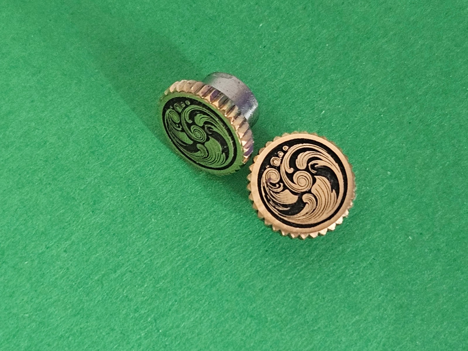 Krieghoff Engraved Rossete Ornaments - pair R3G