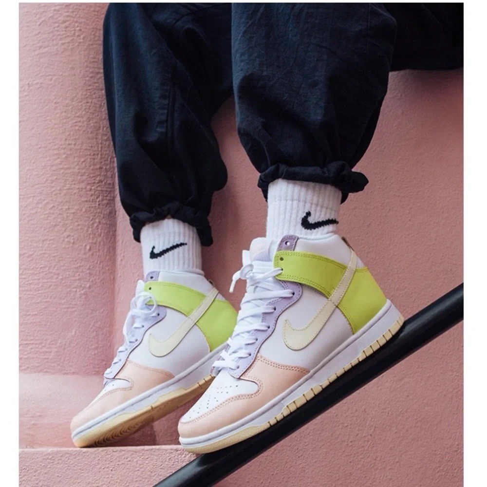 Nike Dunk High Sneakers White Pink Yellow Lemon Twist DD1869 108 Women Size 6-11