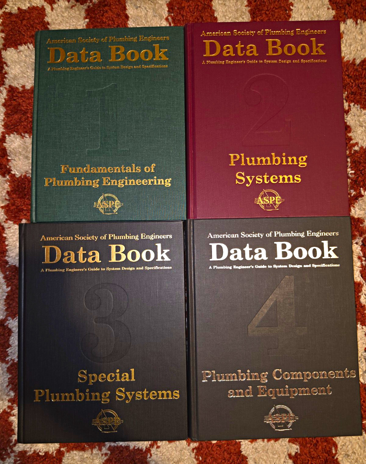 Vintage ASPE Plumbing Engineering Data Book Hardcover Set Vol 1 2 3 4
