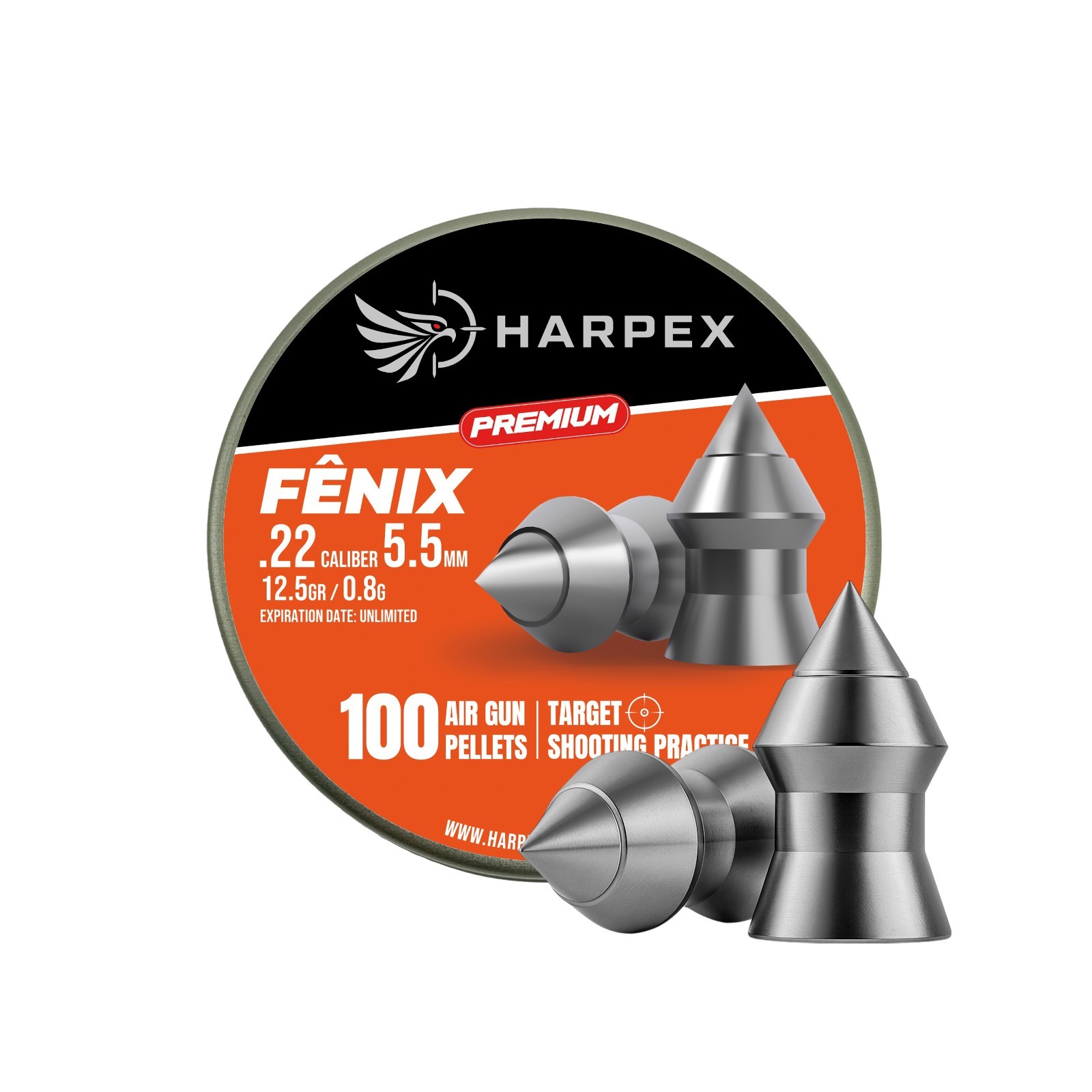 Harpex Fenix Premium Airgun pellets .22 Caliber - Pointed high precision 12.5gr