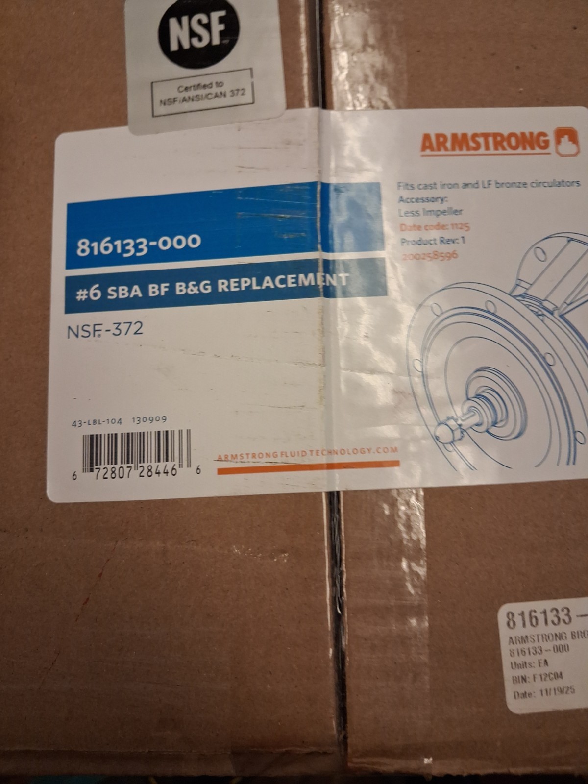 Armstrong Fluid Technology 816133-000 BEARING ASSEMBLY