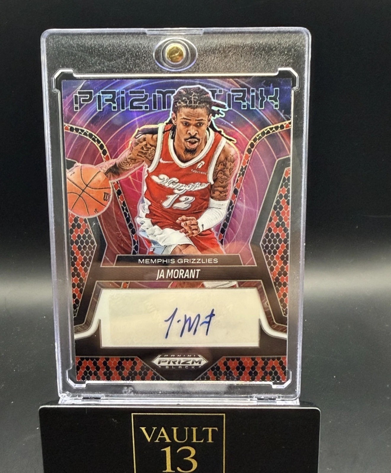Ja Morant 2024-25 Panini Prizm Black Prizmatrix Snakeskin /15 AU #PS-JAM Ja Morant 2024-25 Panini Prizm Black Prizmatrix Snakeskin /15 AU #PS-JAM