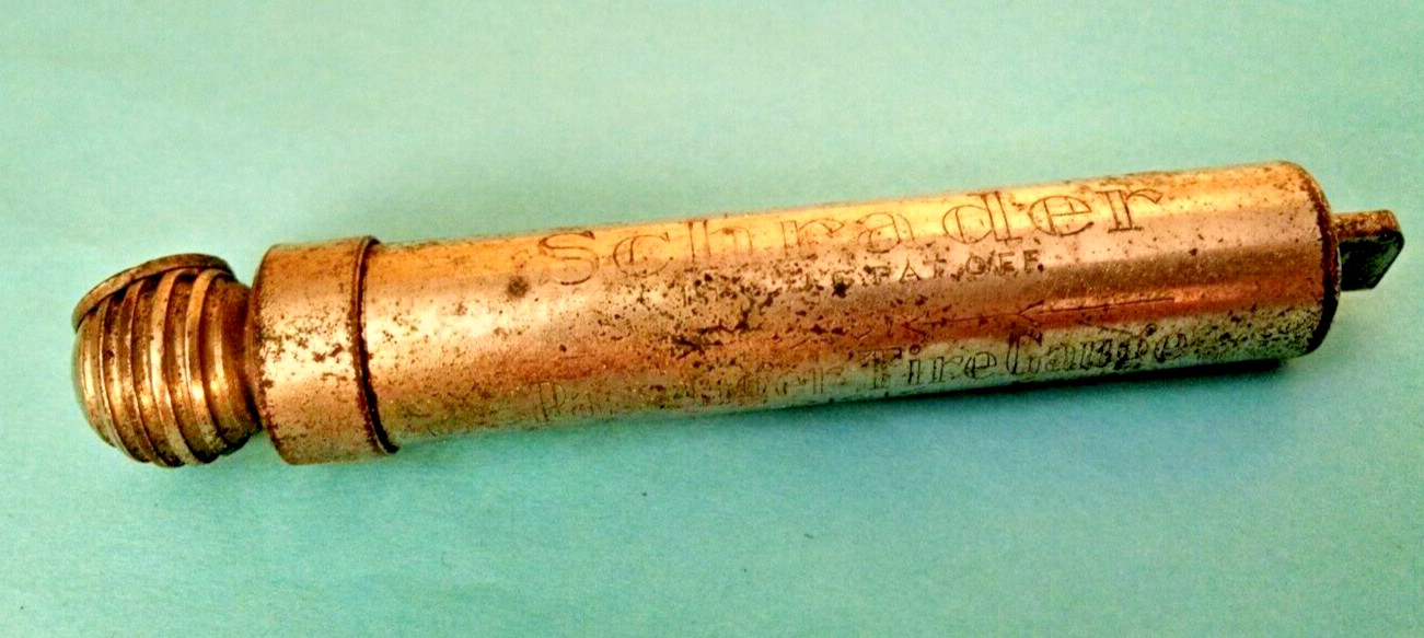 TIRE PRESSURE GAUGE VINTAGE SCHRADER SON SCOVILL MFG NY PASSENGER 10 TO 50 LB.