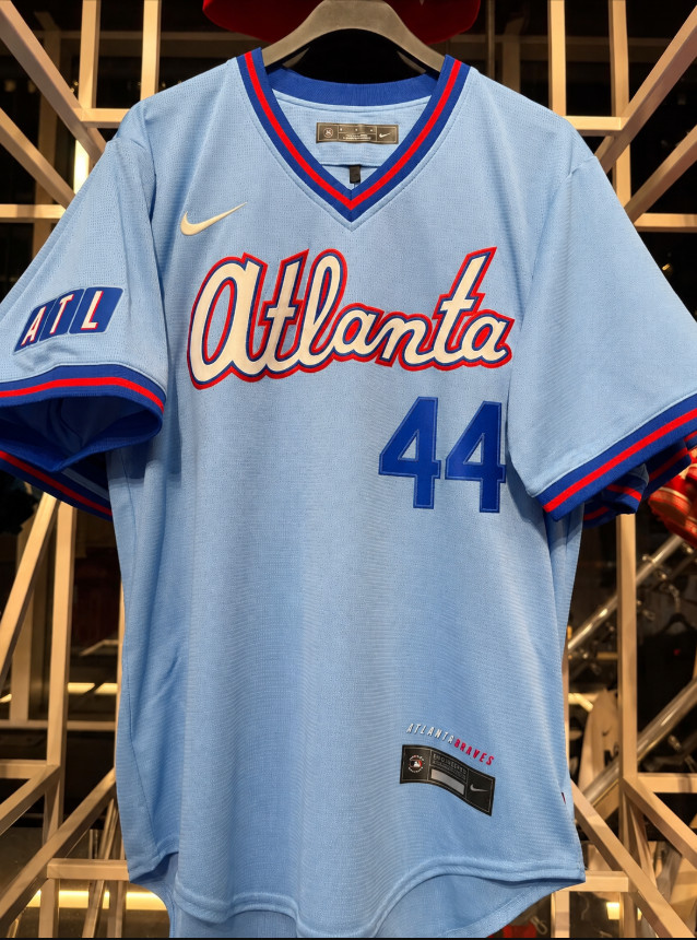 2026 Hank Aaron #44 Atlanta Braves City Connect Jersey Blue NWT - Size S 2026 Hank Aaron #44 Atlanta Braves City Connect Jersey Blue NWT - Size S