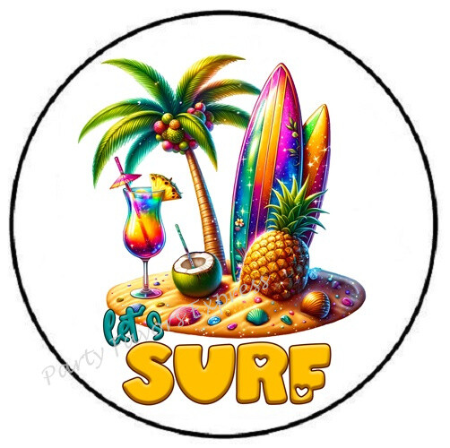 LET\'S SURF ENVELOPE SEALS LABELS STICKERS PARTY FAVORS