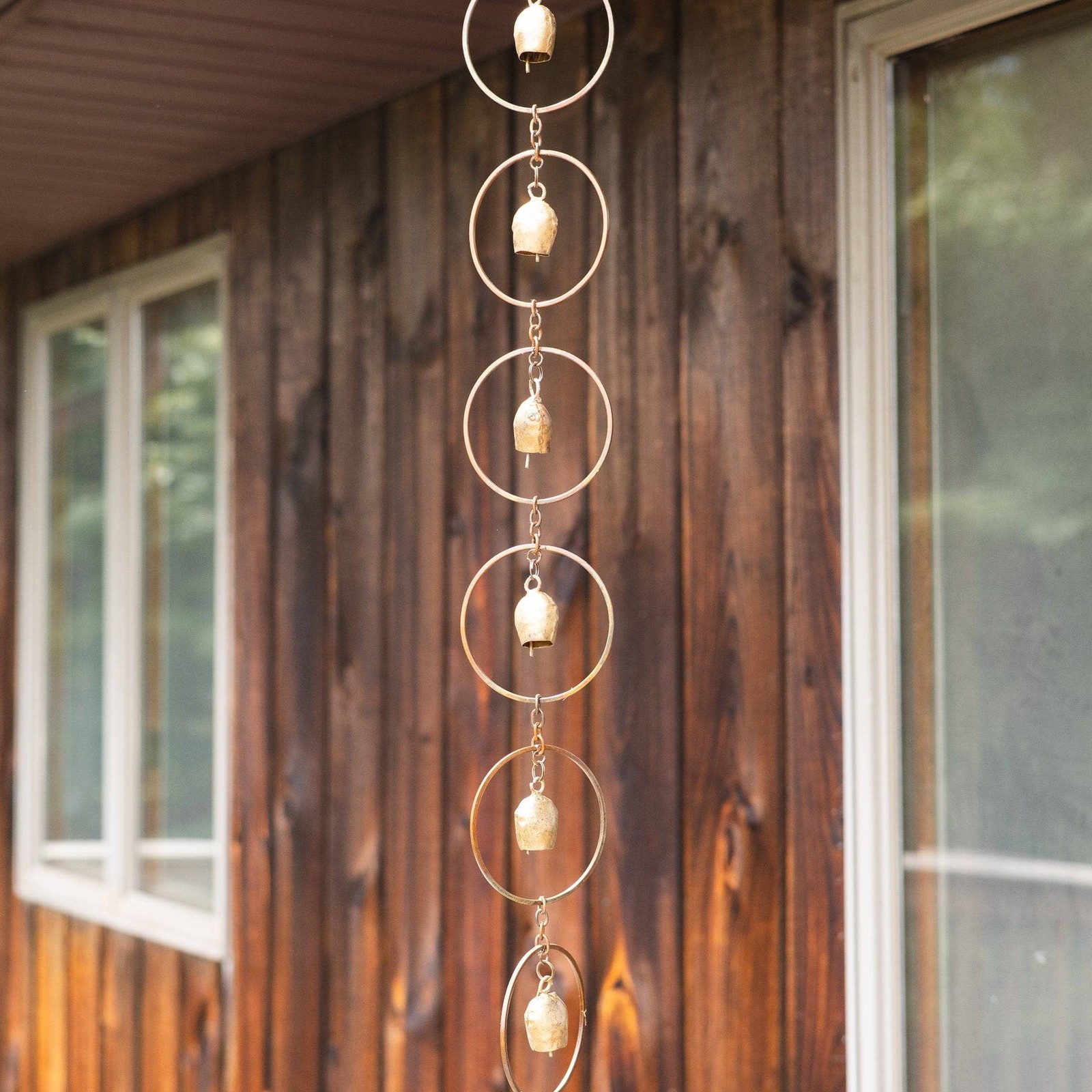 Circles with Bells Hanging Ornament, Flamed Metal, 10 Bells, Patio Wind Chime Circles with Bells Hanging Ornament, Flamed Metal, 10 Bells, Patio Wind Chime