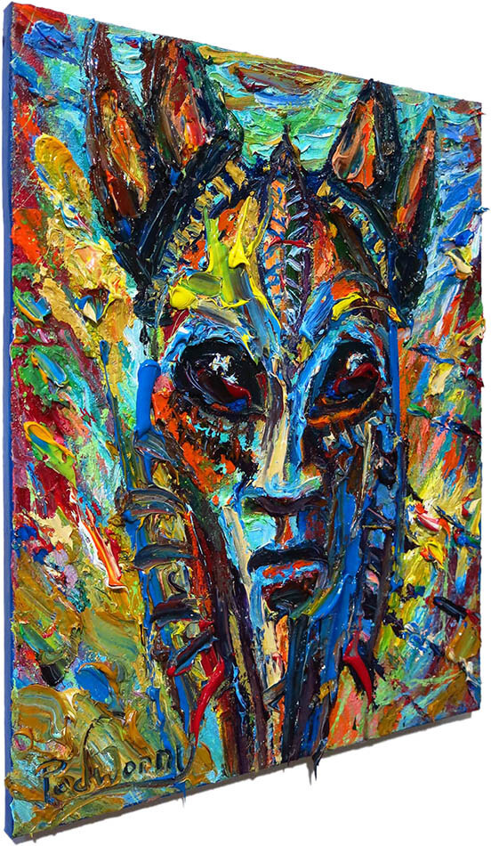 AFRICAN MASK OIL█PAINTING REALISM ART█SIGNED VINTAGE ORIGINAL█EXPRESSIONIST DECO