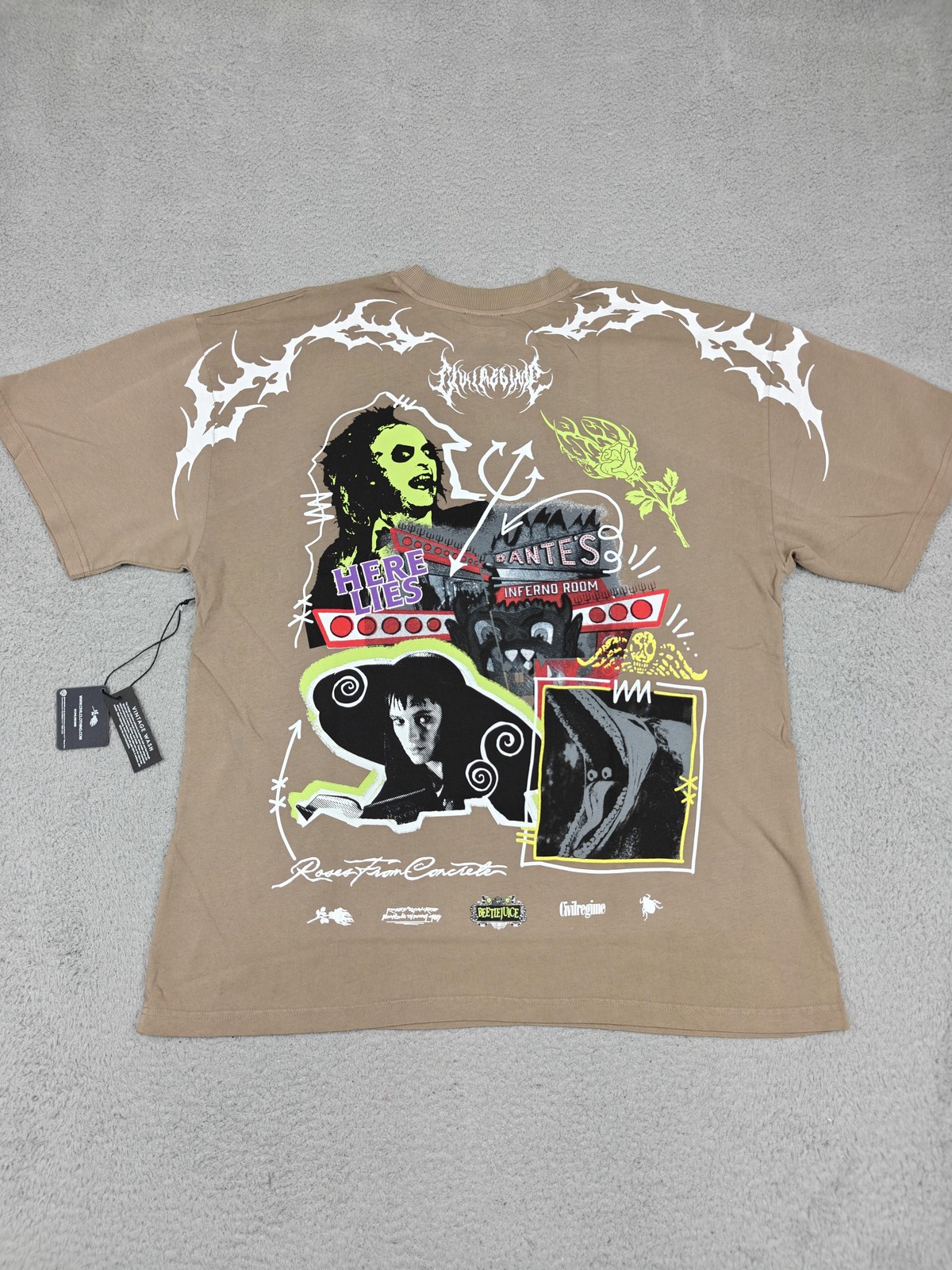 Civil Regime Beetlejuice Shirt Mens XL Sand Oversized Graphic Horror Movie Tee