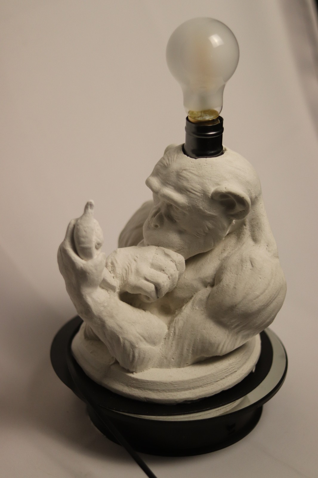 Chimpanzee Monkey Table Lamp Sculpture – Modern Art Accent Light – Handmade