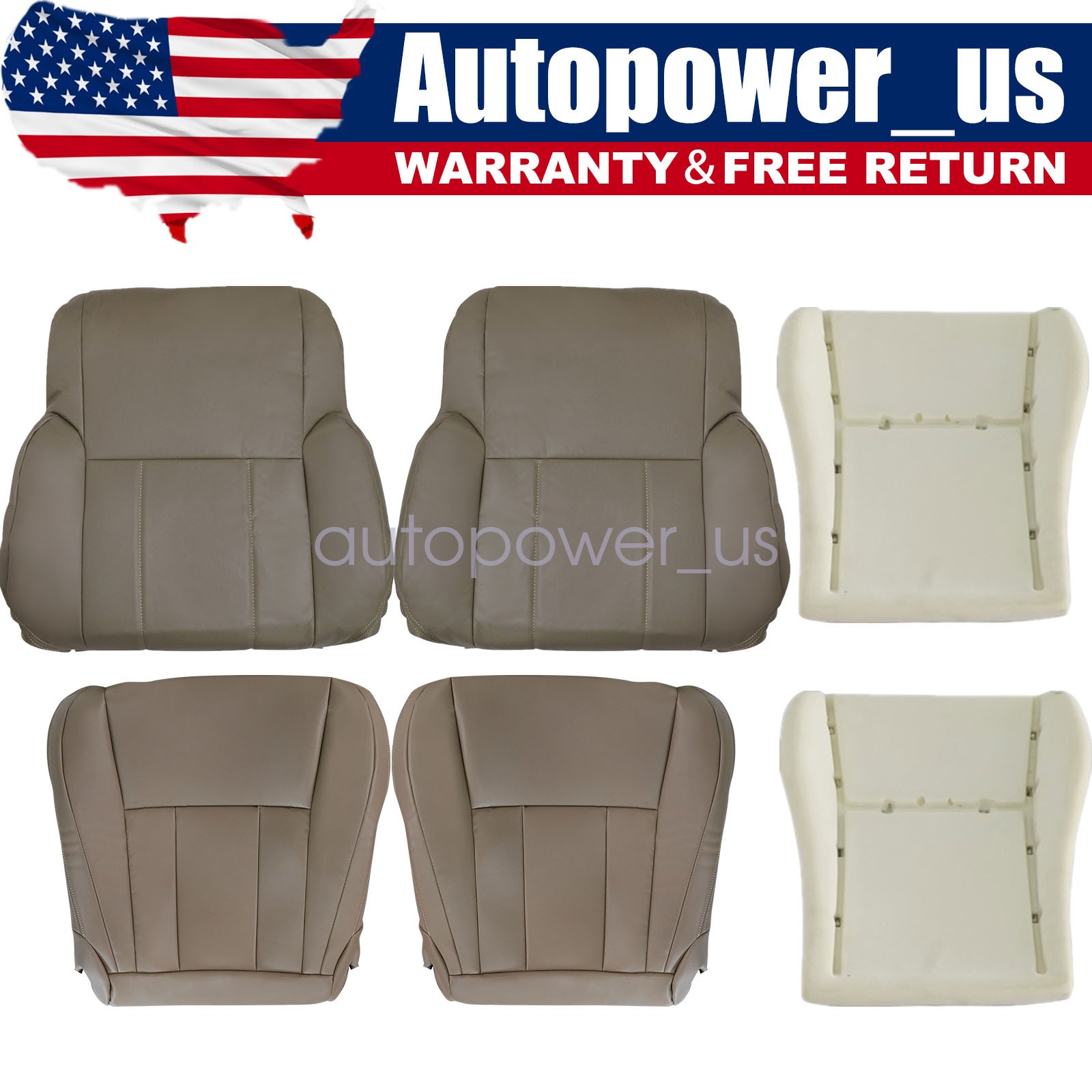 For 1996-2002 Toyota 4Runner Front Leather Seat Cover Tan & Bottom Foam Cushion