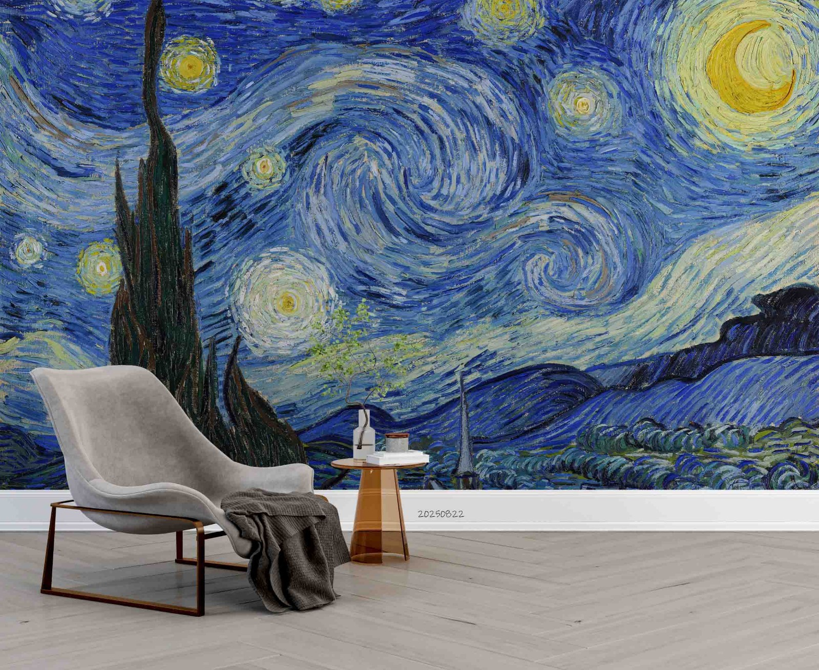3D Van Gogh Starry Night Oil Painting Wall Murals Wallpaper Murals Wall Sticker
