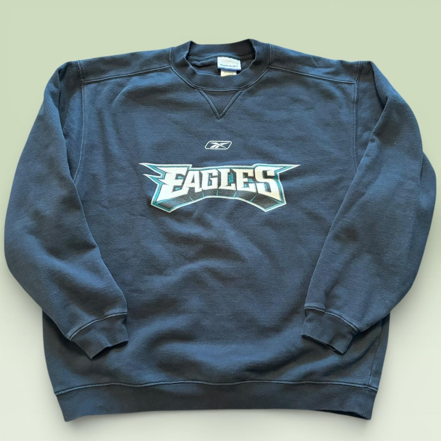Y2K Philadelphia Eagles Sweatshirt Mens Large Black NFL Reebok Crewneck