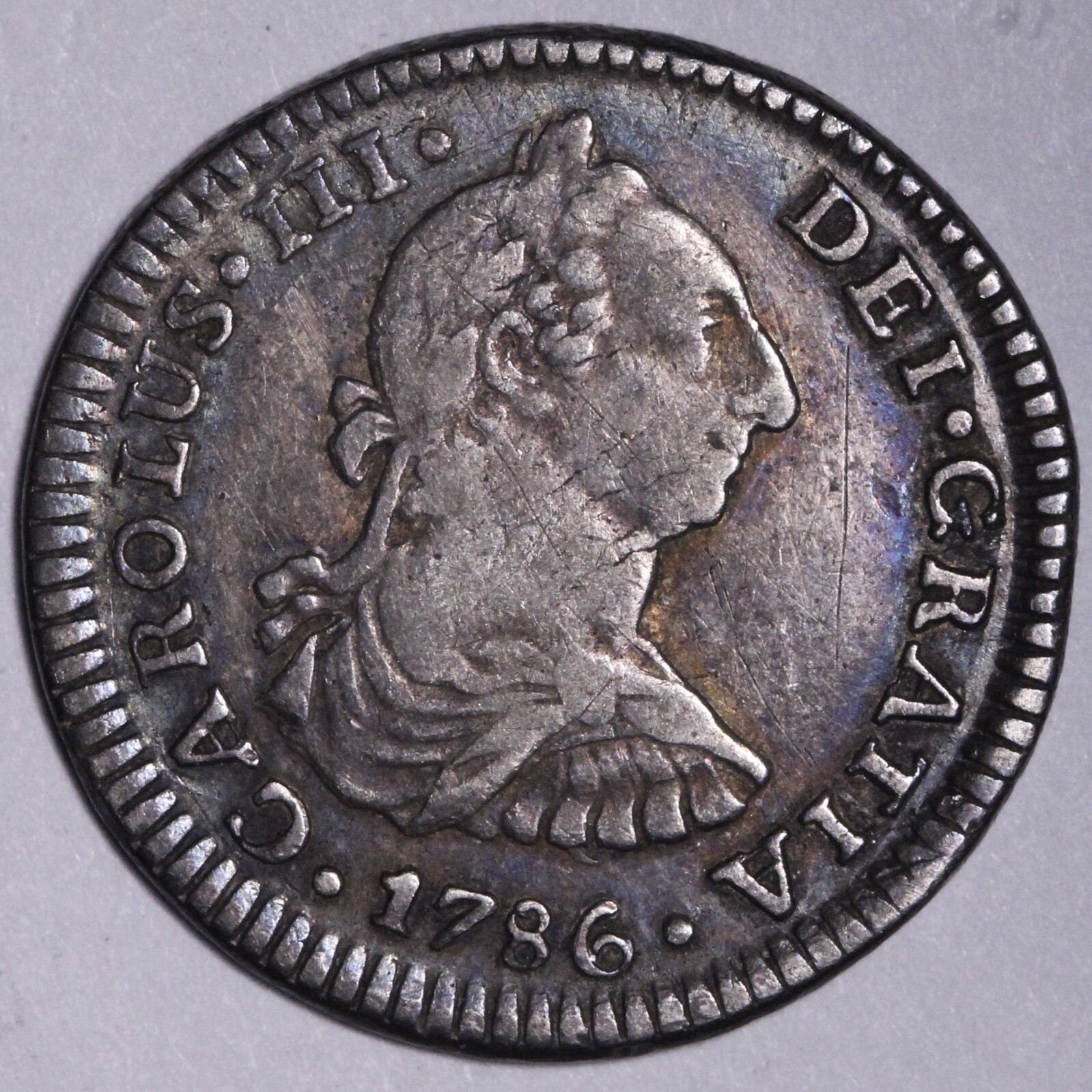 1786 Mo Spanish Mexico 1 Real CHOICE AU Carlos III .896 Silver FREE S/H E741