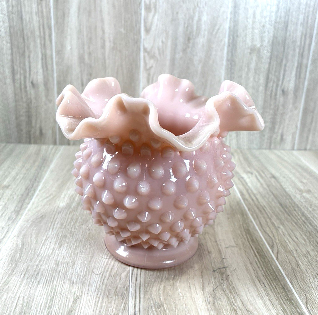 Vintage Fenton Pink Hobnail Glass Rose Bowl Vintage Fenton Pink Hobnail Glass Rose Bowl