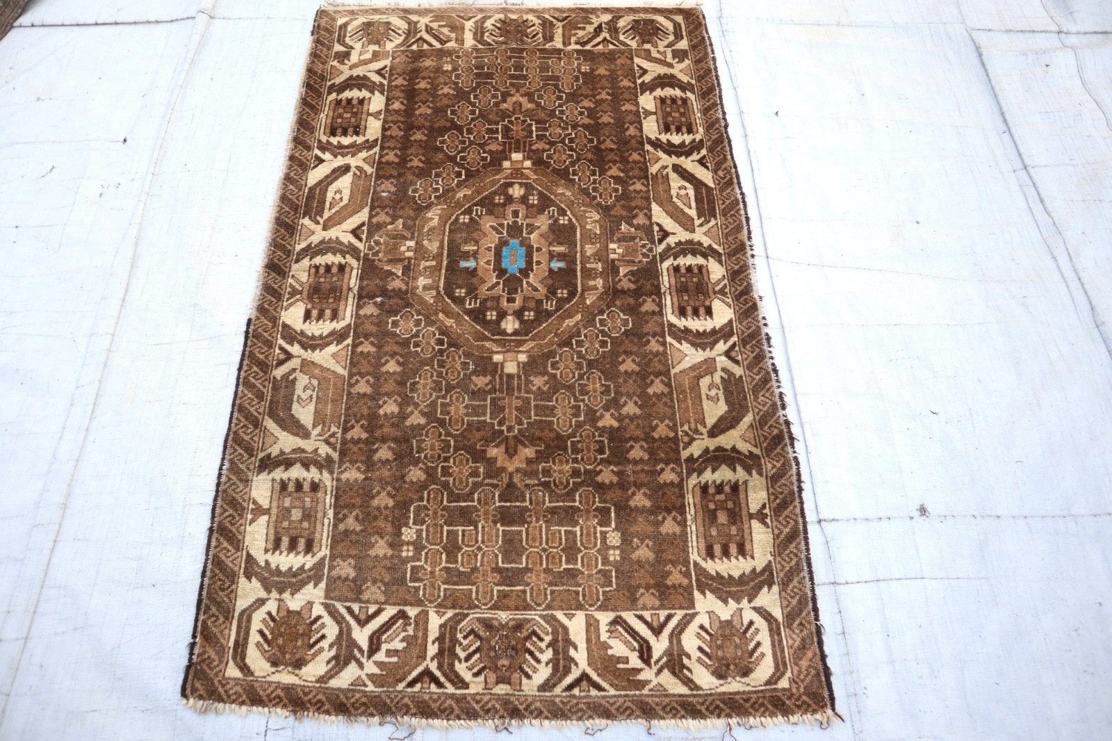 Vintage Caucasian Wool Rug 3x5 Oriental Turkmen Rug, Living Room Rug, Office Rug