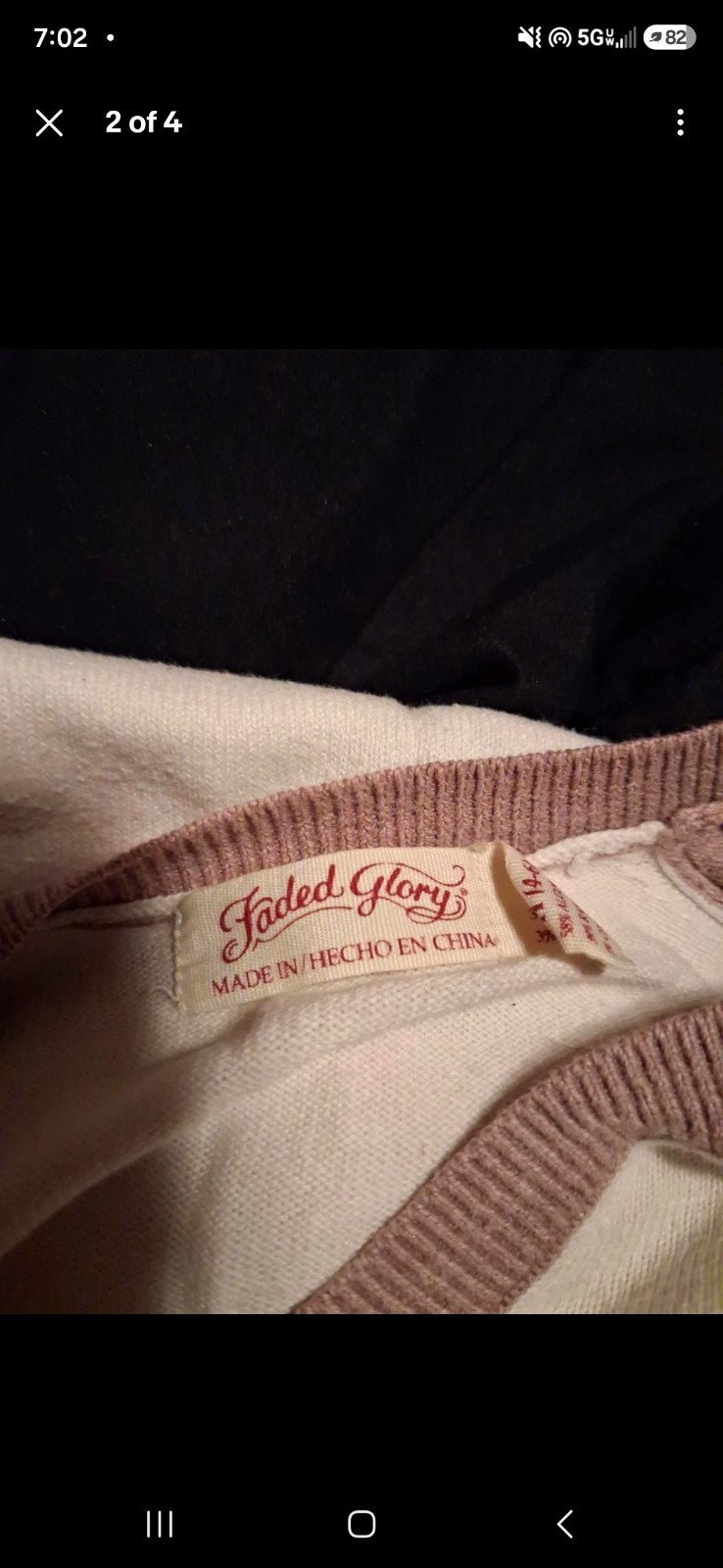 Faded Glory Women’s Colorblock Knit Pullover Sweater White/Brown S
