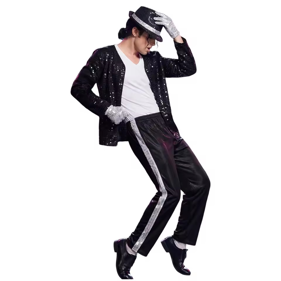 Men\'s Michael Jackson Billie Jean Cosplay Costume 70s 80s Disco Outfit