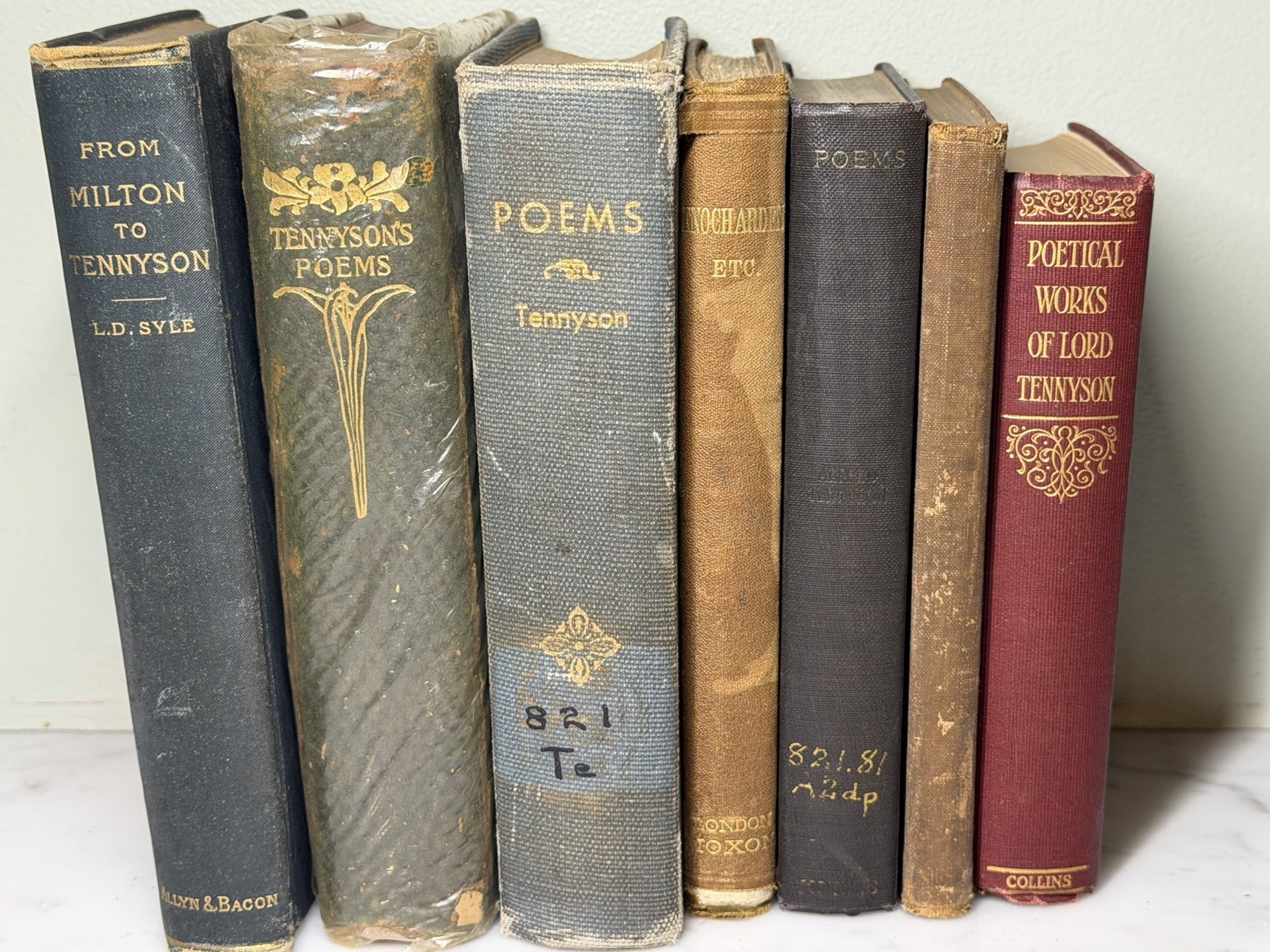 Antique Tennyson Poetry Book Lot 7 Hardcover Enoch Arden 1864 Idylls of the King