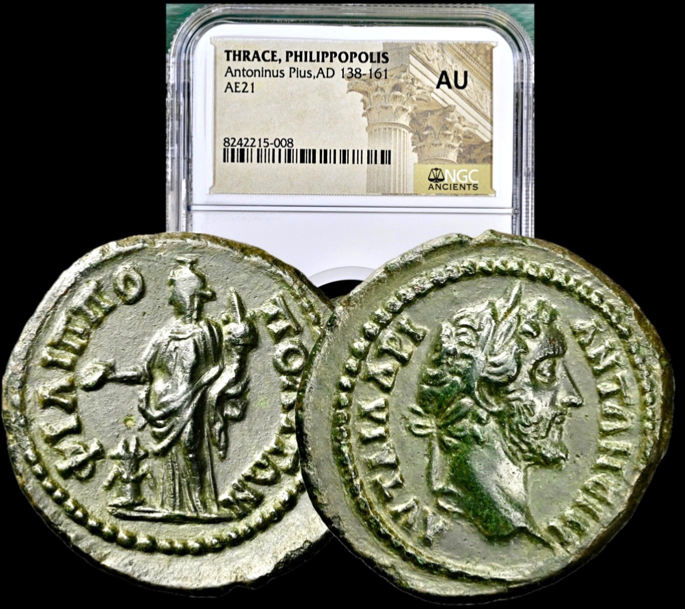 138-161 AD Antoninus Pius Ancient Roman AE21 Coin Thrace NGC AU About UNC 