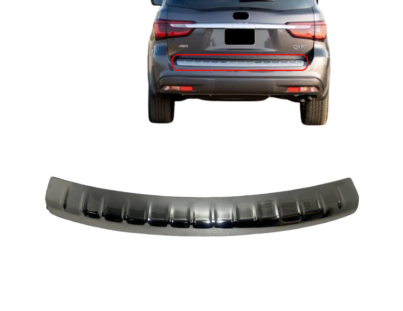 New Fits 2015-2024 Infiniti QX80 Rear Bumper Step Plate Molding Trim Chrome