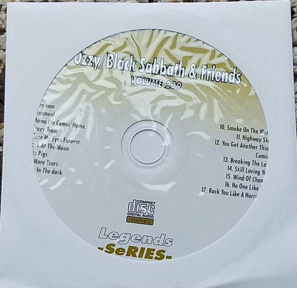 LEGENDS KARAOKE CDG OZZY/BLACK SABBATH & FRIENDS HARD ROCK 239 - 17 SONGS