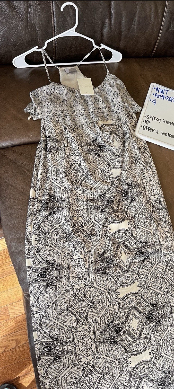 Vanessa Virginia Anthropologie Talitha Printed Racerback Maxi Dress Size 8 Black