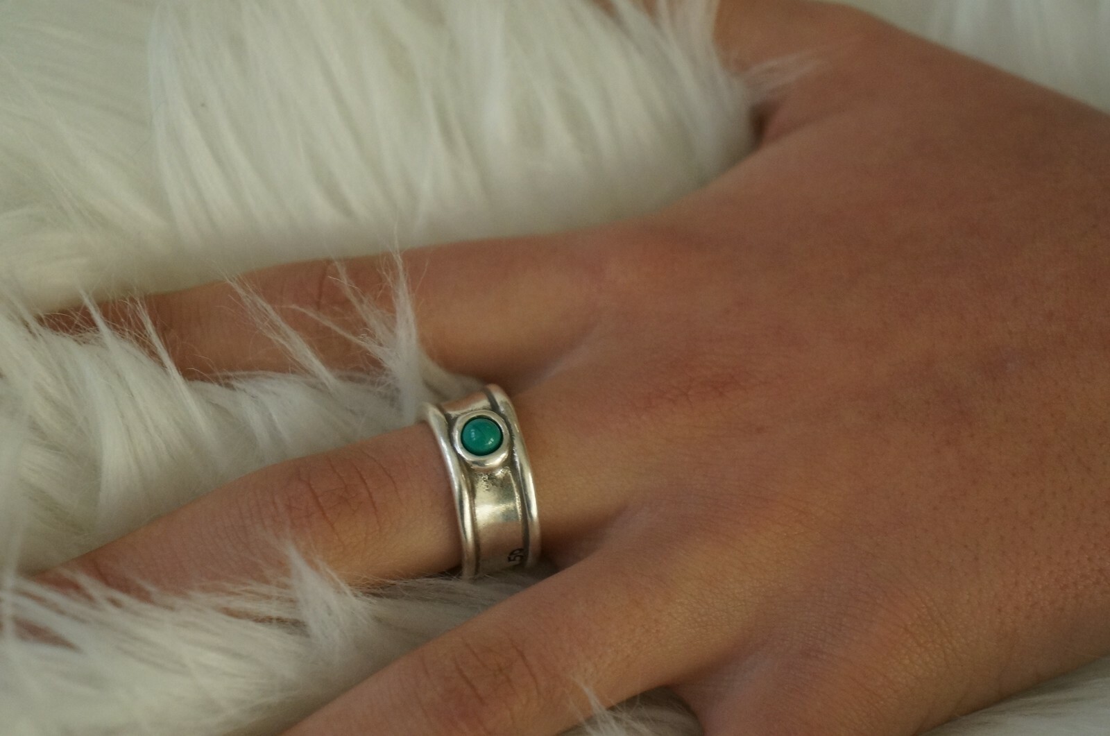 NEW Engraved Uno De 50 Murano Glass Stamped Silver Open Band Statement Ring 7 M