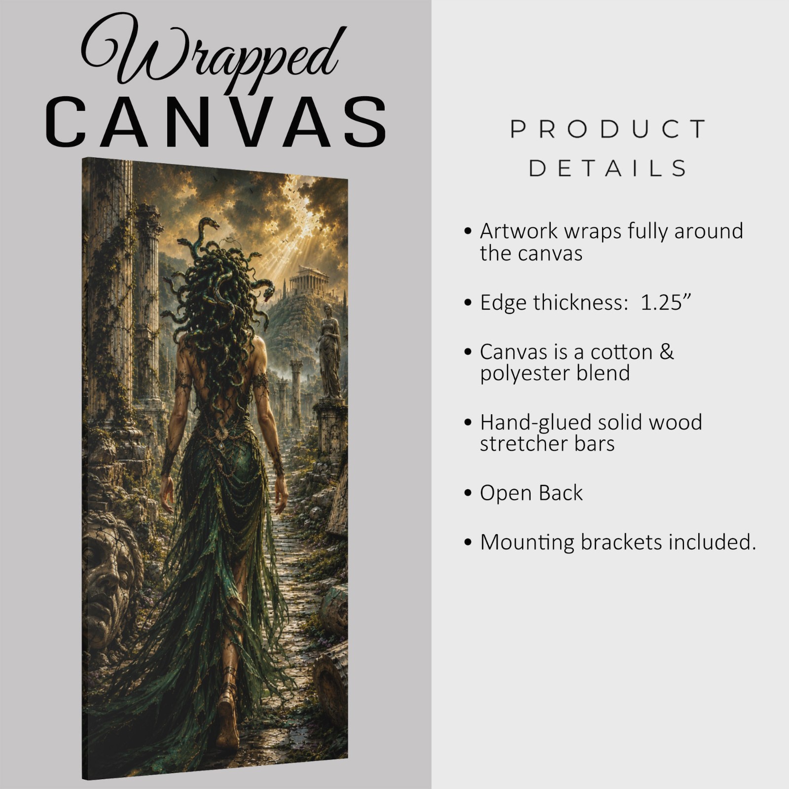 Medusa Wall Art 5 – Greek Mythology Dark Fantasy Framed Canvas