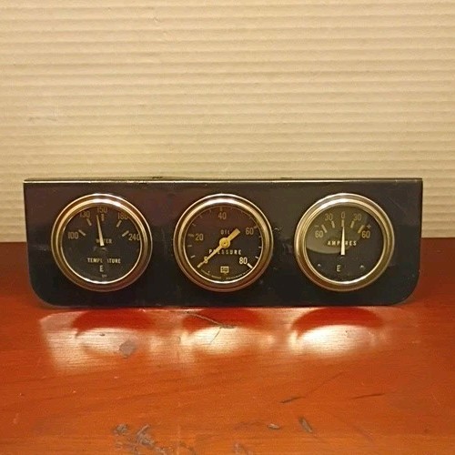Vintage Stewart Warner Amperes,  Water Temp & Oil Pressure Gauge Cluster.
