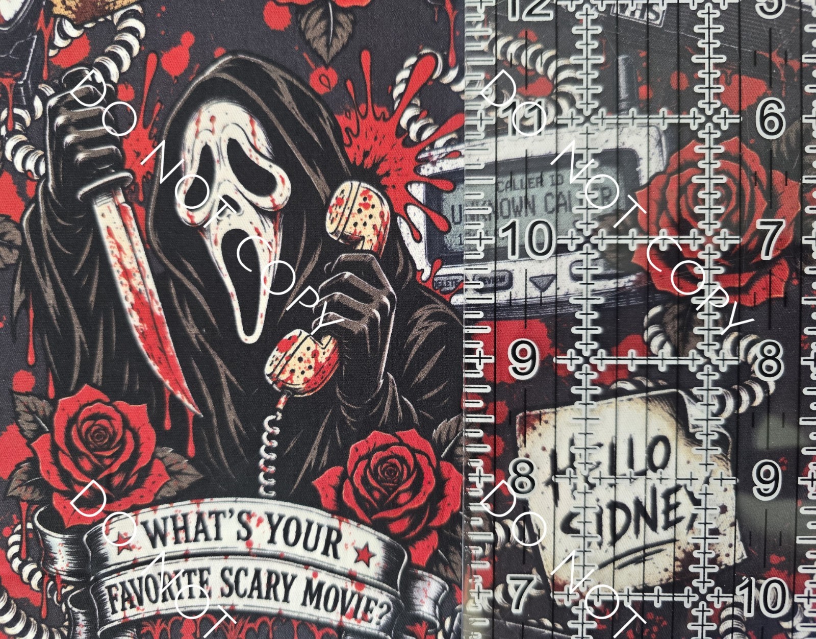 Custom 100% Cotton Woven Scream Movie Ghostface By the 1/4 Yard 9x56 Roses