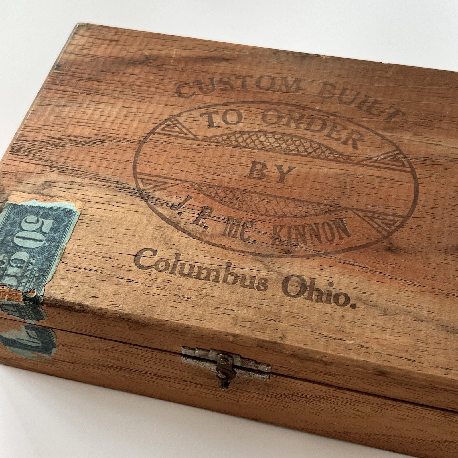 Vintage Custom Built Beautiful , Wooden Cigar Box, Columbus OH, ID Kinnon