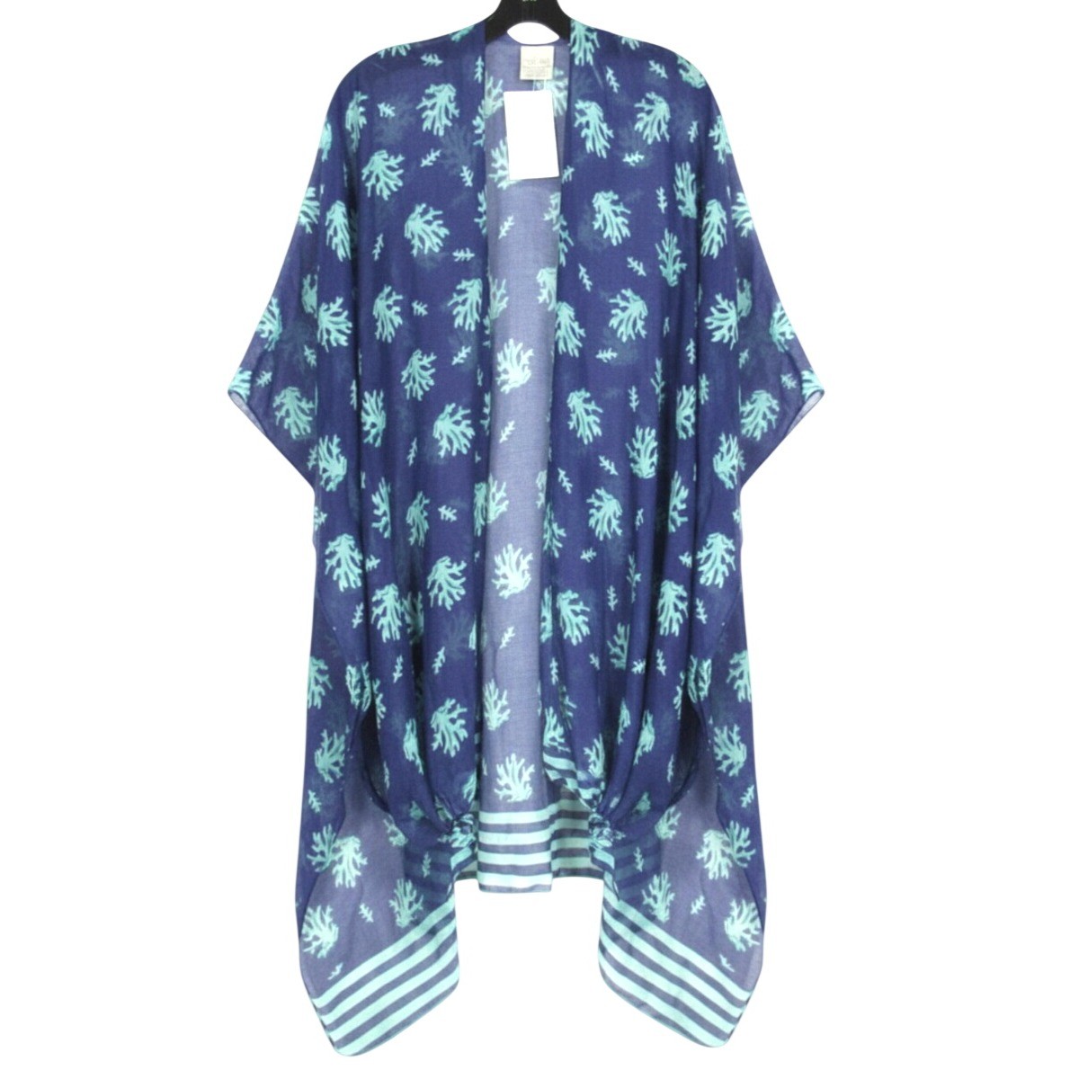 NWT CHARLIE PAIGE Blue CORAL REEF & STRIPES Open-Front KIMONO CARDIGAN Sz OS NWT CHARLIE PAIGE Blue CORAL REEF & STRIPES Open-Front KIMONO CARDIGAN Sz OS