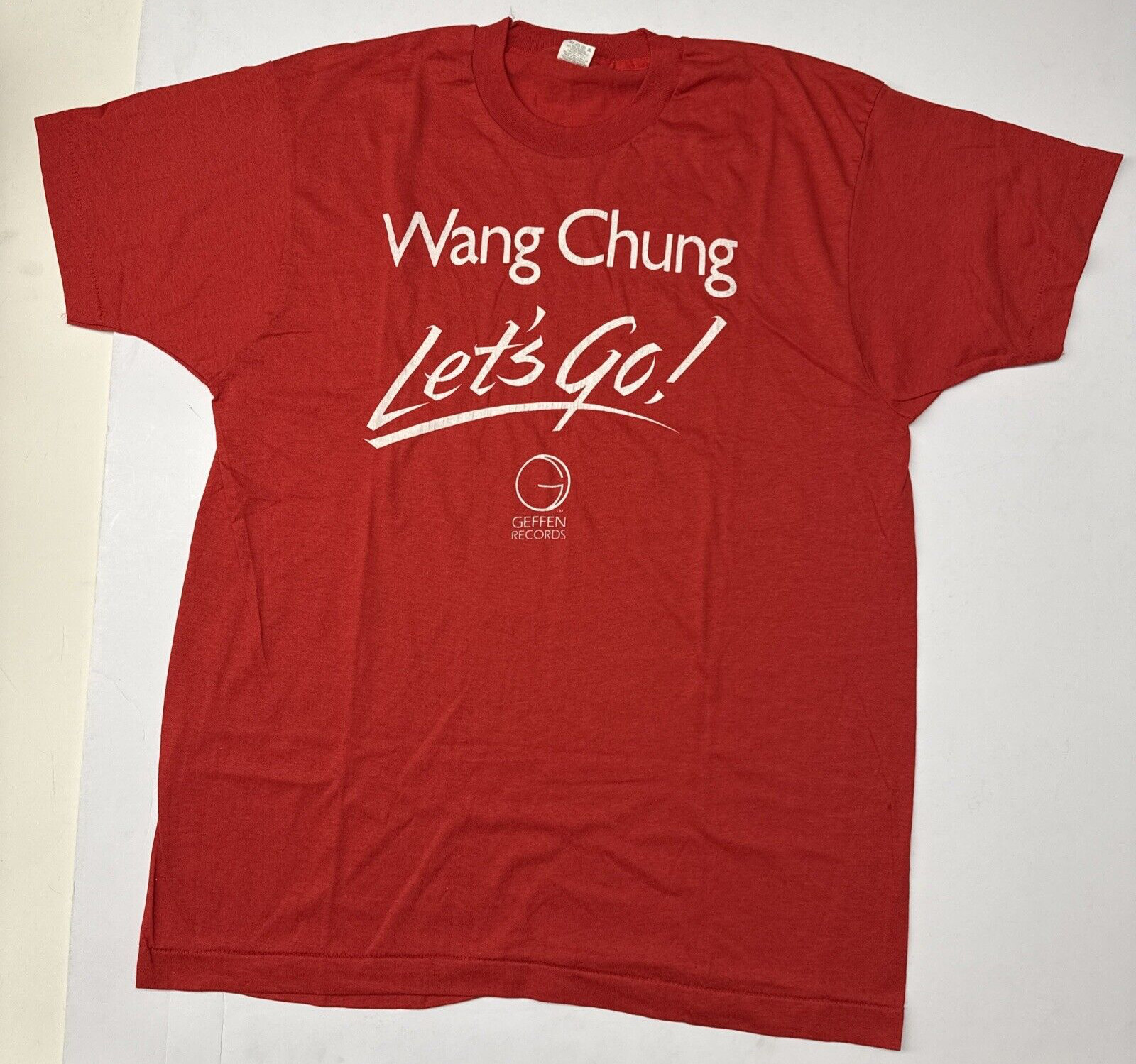 Wang Chung Let\'s Go 1986 Original Promo Red T-Shirt Geffen Records New Wave 80s Wang Chung Let\'s Go 1986 Original Promo Red T-Shirt Geffen Records New Wave 80s