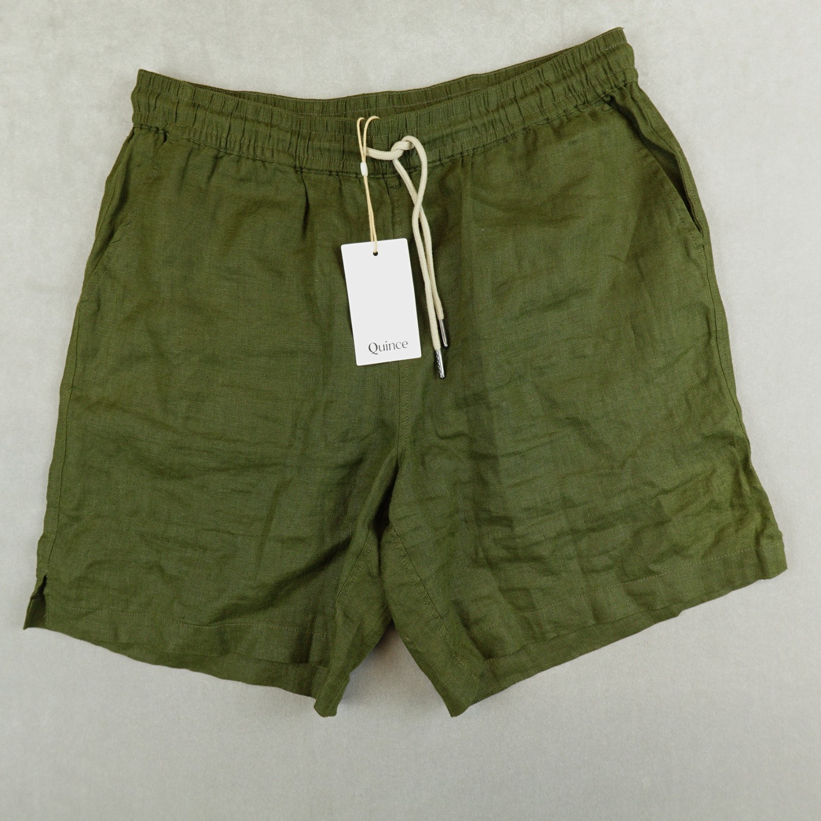Quince 100% European Linen Shorts Men Small Flax Tan PullOn Drawstring Olive NWT